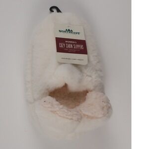 Northeast Outfitters Womens Slippers Cozy Cabin White Solid S-M NWT